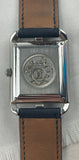 Hermes Double Tour Stainless Steel Watch w/ Black Leather Band