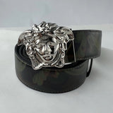 Versace Camo Belt W Silver Medusa Buckle 95/38