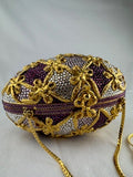 Judith Leiber Golden Faberge Inspired Egg Crisscross Bow Handbag