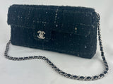 Chanel Black Tweed Sequin Embellished Flap Bag