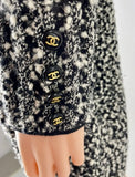 Chanel Black & White Wool Boucle Knit Sequin Pullover Dress