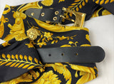 GIANNI VERSACE Women’s Belt SILK SCARF Gold Medusa Head Medallions Size 32-34