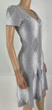 Alaia White Print V-Neck Short Sleeve Fit & Flare Mini Dress
