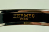 Hermes Enamel Bangle Bracelet w/ Rope Pattern & Silver Trim