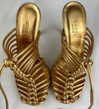 Gucci Gold Caged Tie String Stiletto Heels