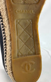 Chanel Black Lambskin Espadrille Flats Size 40