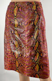 Chanel Orange Snakeskin Skirt with Silk Ruffle Trim Size 36
