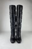 Saint Laurent Tall Black Leather Strappy Trim Boots Size 38.5 US Size 8.5