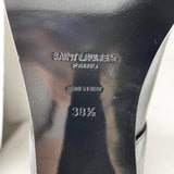 Saint Laurent Tall Black Leather Strappy Trim Boots Size 38.5 US Size 8.5