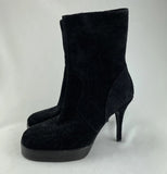 Rick Owens Black Suede Stiletto Platform Side Zip Boots Size 37