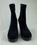 Rick Owens Black Suede Stiletto Platform Side Zip Boots Size 37