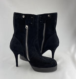 Rick Owens Black Suede Stiletto Platform Side Zip Boots Size 37