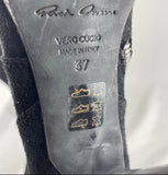 Rick Owens Black Suede Stiletto Platform Side Zip Boots Size 37