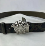 Versace Camo Belt W Silver Medusa Buckle 95/38