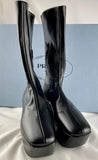 Prada Black Nylon 3" Platform Chunky Heel Boots