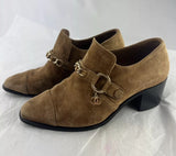 Chanel Brown Suede Booties w/ Charm Logo Size 35