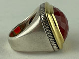 David Yurman Sterling Silver Ring with Large Maroon Stone Size 6