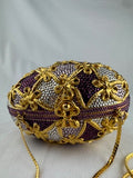 Judith Leiber Golden Faberge Inspired Egg Crisscross Bow Handbag