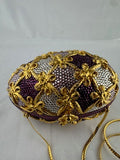 Judith Leiber Golden Faberge Inspired Egg Crisscross Bow Handbag