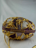 Judith Leiber Golden Faberge Inspired Egg Crisscross Bow Handbag
