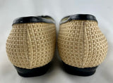 Prada Black Patent Pointed Toe Wicker Weave Bow Ballet Flats