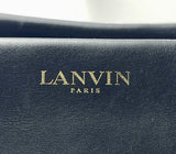 Lanvin Black Leather Trilogy Large Crocodile Stamped Satchel Bag