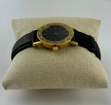 Bvlgari 18K Yellow Gold Watch Quartz Black Leather Band