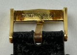 Bvlgari 18K Yellow Gold Watch Quartz Black Leather Band