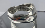 JOHN HARDY Sterling Silver Sapphire Bamboo Interlocking Wide Bangle Bracelet
