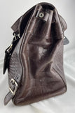 Prada St. Cocco Lucido Bauletto Handle Bag Crocodile Embossed Leather Brown