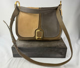FENDI Taupe Color Block Leather Medium Anna Shoulder Bag