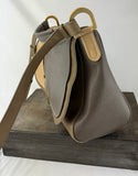 FENDI Taupe Color Block Leather Medium Anna Shoulder Bag