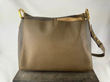 FENDI Taupe Color Block Leather Medium Anna Shoulder Bag