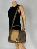 FENDI Taupe Color Block Leather Medium Anna Shoulder Bag