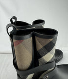 Burberry Beige/Black House Check Canvas and Rubber Rain Boots Size 38
