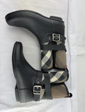 Burberry Beige/Black House Check Canvas and Rubber Rain Boots Size 38
