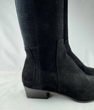 Aquatalia Ricarda Black Suede Tall Dress Boots Stacked Block Heel 7