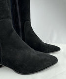 Aquatalia Ricarda Black Suede Tall Dress Boots Stacked Block Heel 7