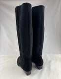 Aquatalia Ricarda Black Suede Tall Dress Boots Stacked Block Heel 7