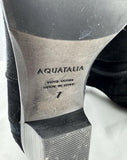 Aquatalia Ricarda Black Suede Tall Dress Boots Stacked Block Heel 7