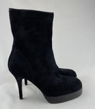 Rick Owens Black Suede Stiletto Platform Side Zip Boots Size 37