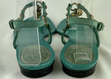 Gucci Turquoise Bamboo T-Strap Thong Sandals