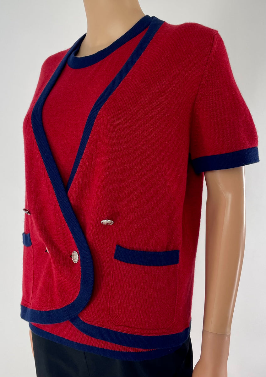 トップス CHANEL RED cardigan 1990s Red Chanel Cashmere Classic Cardigan – Shrimpton Couture