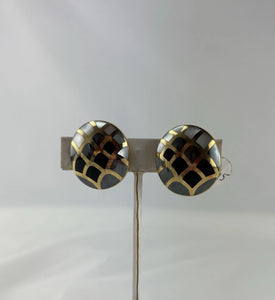 Asch Grossbardt Gold Black And White Earrings