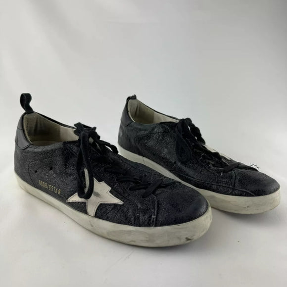 Golden Goose Distressed Black Superstar Black Star Size 39 / US 9