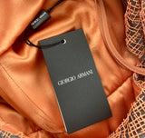 Giorgio Armani New Orange A-Line Geometric Lace V-Back Dress