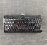 Judith Leiber Silver Sequin Hard Small Body Clutch comes w/ Strap