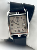 Hermes Double Tour Stainless Steel Watch w/ Black Leather Band