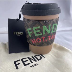 FENDI 7AL076 Zucca Travel Coffee Cup Plastic Hot Tasty New Unused