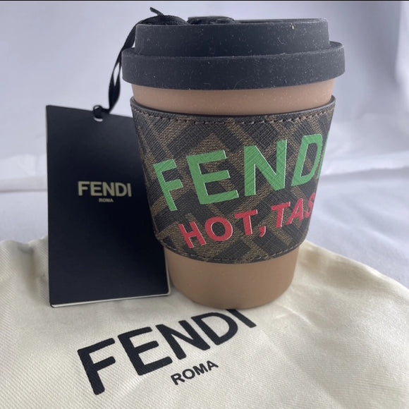 FENDI 7AL076 Zucca Travel Coffee Cup Plastic Hot Tasty New Unused